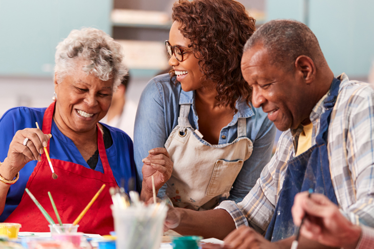 Clermont Park Senior Living Community in Denver, CO - senior art class