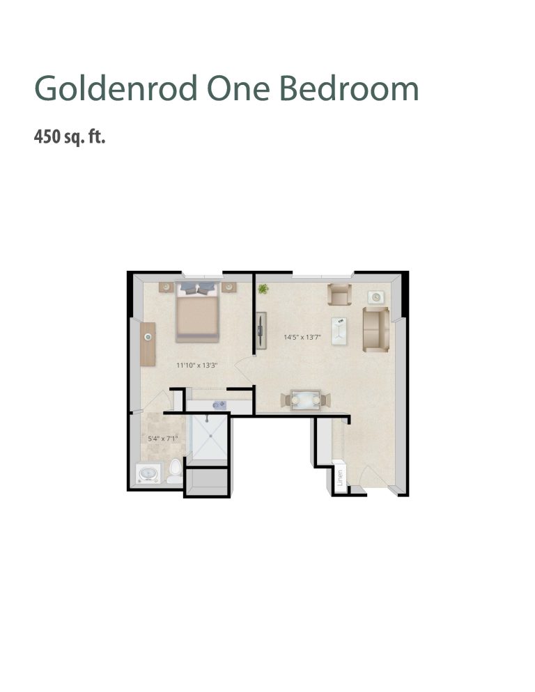 Goldenrod One Bedroom Floor Plan