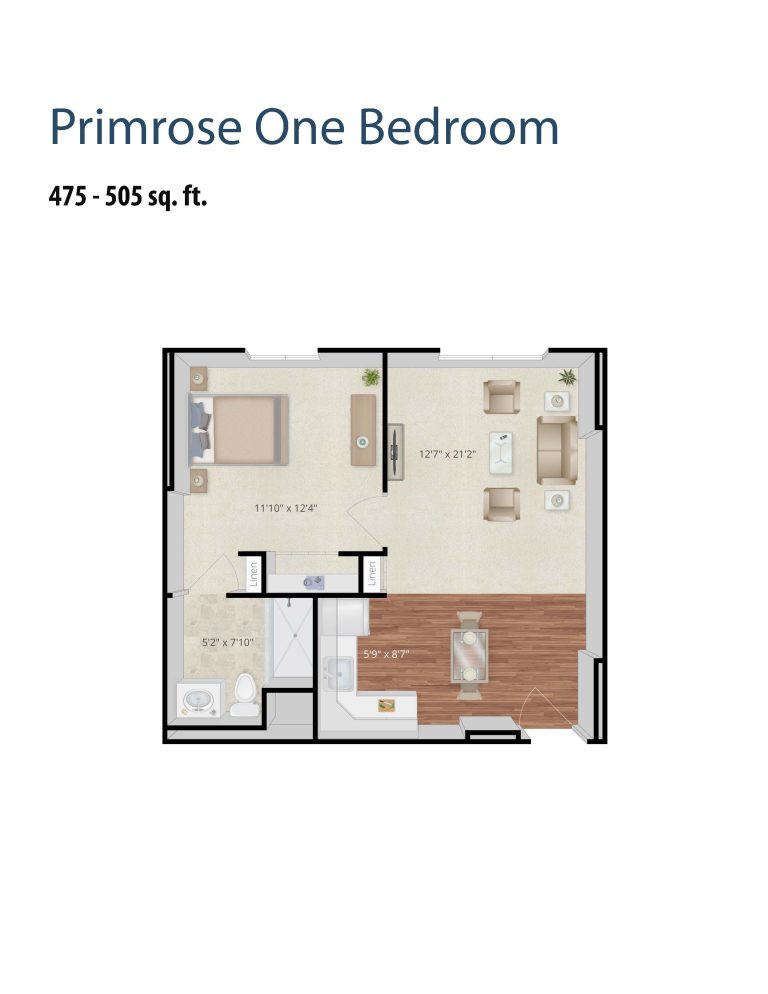 Primrose One Bedroom Floor Plan