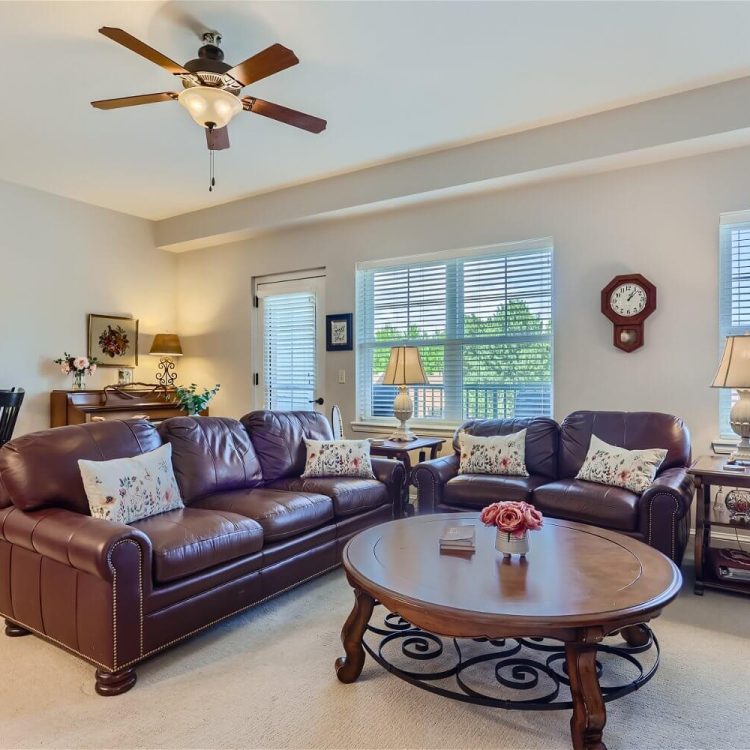 Clermont Park Senior Living Community in Denver, CO - independent living apartment living room 2